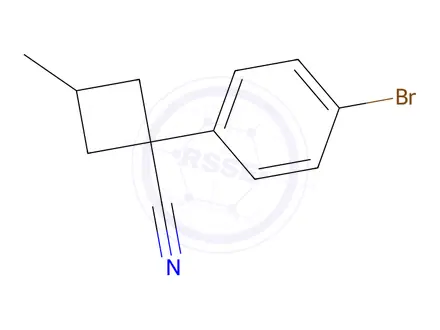 Chemical structure of 1-(4-Bromophenyl)-3-methylcyclobutane-1-carbonitrile