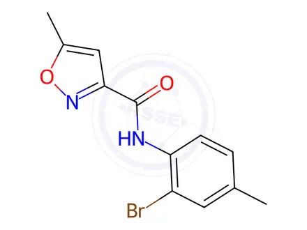 Chemical structure of N-(2-bromo-4-methylphenyl)-5-methylisoxazole-3-carboxamide
