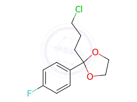 Chemical structure of 2-(3-chloropropyl)-2-(4-fluorophenyl)-1,3-dioxolane