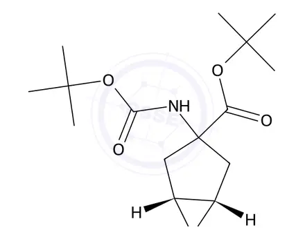 Chemical structure of 6-Oxabicyclo[3.1.0]hexane-3-carboxylic acid, 3-[[(1,1-dimethylethoxy)carbonyl]amino]-, 1,1-dimethylethyl ester, (1α,3α,5α)-