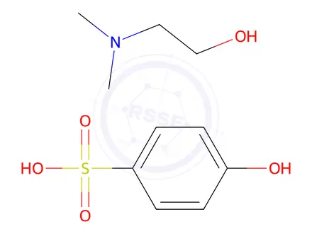 Chemical structure of p-hydroxybenzenesulphonic acid, compound with 2-(dimethylamino)ethanol (1:1)