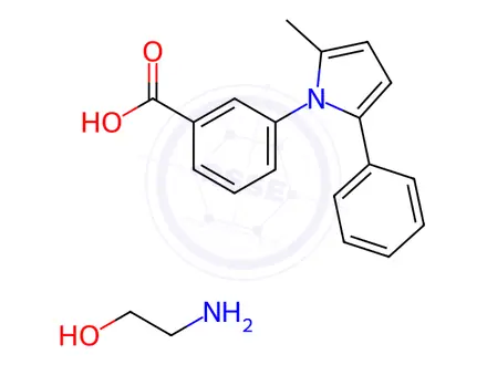 Chemical structure of Benzoic acid, 3-(2-methyl-5-phenyl-1H-pyrrol-1-yl)-, compd. with 2-aminoethanol (1:1)