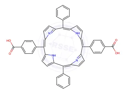 Chemical structure of 5,15-diphenyl-10,20-di(4-carboxyphenyl)porphine