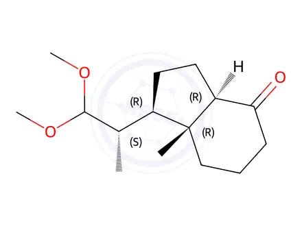 Chemical structure of (1R,3aR,7aR)-1-[(1S)-2,2-Dimethoxy-1-methylethyl]octahydro-7a-methyl-4H-inden-4-one