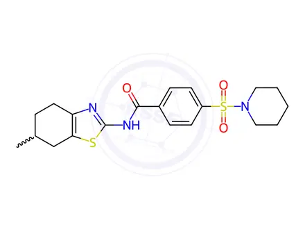 Chemical structure of N-(6-Methyl-4,5,6,7-tetrahydrobenzo[d]thiazol-2-yl)-4-(piperidin-1-ylsulfonyl)benzamide