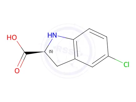 Chemical structure of (2S)-5-chloroindoline-2-carboxylic acid
