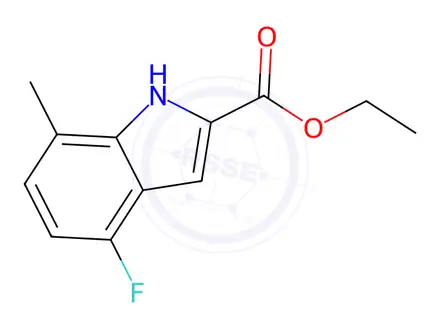 Chemical structure of ethyl 4-fluoro-7-methyl-1H-indole-2-carboxylate