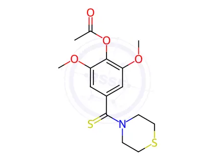 Chemical structure of 4-[[4-(Acetyloxy)-3,5-dimethoxyphenyl]carbonothioyl]thiomorpholine
