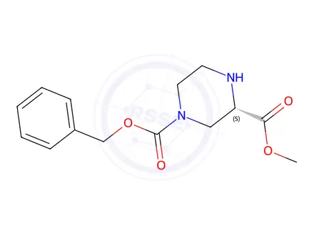 Chemical structure of (S)-4-N-Cbz-Piperazine-2-Carboxylic Acid Methyl Ester