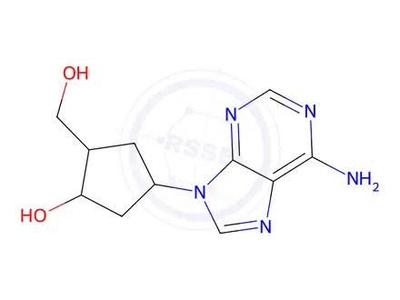 Chemical structure of (1S,2R,4R)-4-(6-amino-9H-purin-9-yl)-2-(hydroxymethyl)cyclopentanol(relative)