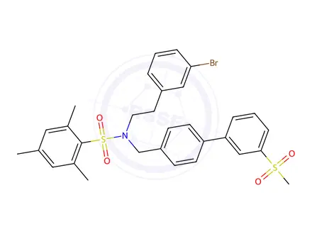 Chemical structure of N-(3-Bromophenethyl)-2,4,6-trimethyl-N-((3'-(methylsulfonyl)-[1,1'-biphenyl]-4-yl)methyl)benzenesulfonamide