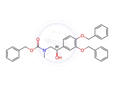 Chemical structure of Benzyl (R)-[2-[3,4-Bis(benzyloxy)phenyl]-2-hydroxyethyl](methyl)carbamate