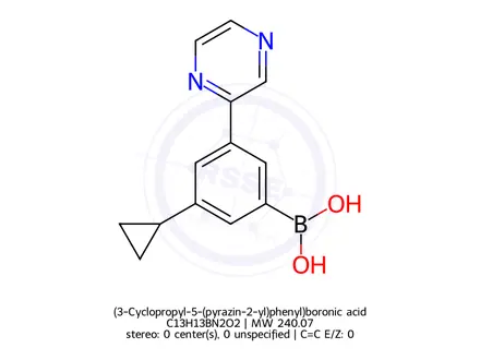 Chemical structure of (3-Cyclopropyl-5-(pyrazin-2-yl)phenyl)boronic acid