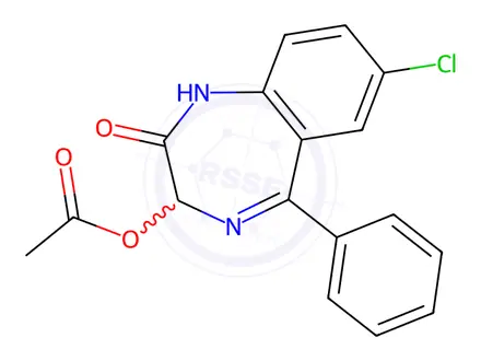 Chemical structure of (3RS)-7-chloro-2-oxo-5-phenyl-2,3-dihydro-1H-1,4-