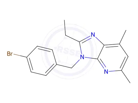 Chemical structure of 3-(4-bromobenzyl)-2-ethyl-5,7-dimethyl-3H-imidazo[4,5-b]pyridine