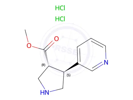 Chemical structure of trans-Methyl 4-(pyridin-3-yl)pyrrolidine-3-carboxylate dihydrochloride