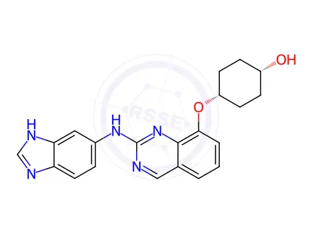 Chemical structure of cis-4-?[[2-?(1H-?Benzimidazol-?6-?ylamino)?-?8-?quinazolinyl]?oxy]?-?cyclohexanol