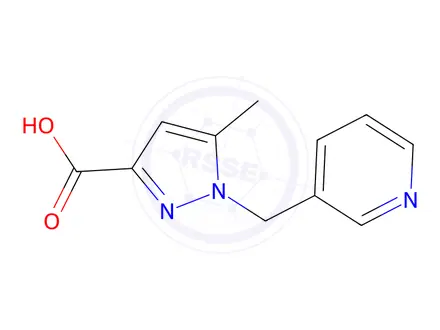Chemical structure of 5-Methyl-1-(pyridin-3-ylmethyl)-1H-pyrazole-3-carboxylic acid