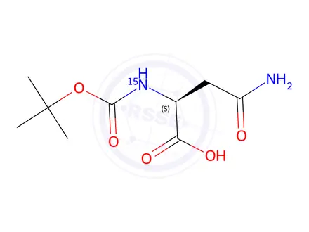 Chemical structure of N-(tert-Butoxycarbonyl)-L-asparagine-(amine-15N)