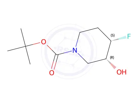 Chemical structure of (3R,4S)-tert-butyl 4-fluoro-3-hydroxypiperidine-1-carboxylate