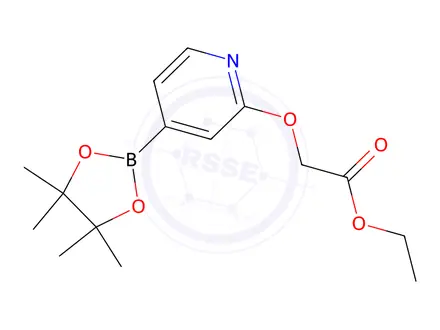 Chemical structure of Ethyl 2-((4-(4,4,5,5-tetramethyl-1,3,2-dioxaborolan-2-yl)pyridin-2-yl)oxy)acetate