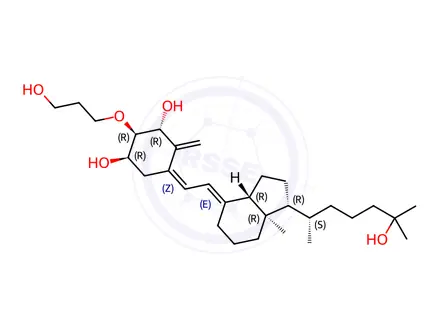 Chemical structure of 1,3-Cyclohexanediol, 2-(3-hydroxypropoxy)-4-methylene-5-[(2E)-2-[(1R,3aS,7aR)-octahydro-1-[(1S)-5-hydroxy-1,5-dimethylhexyl]-7a-methyl-4H-inden-4-ylidene]ethylidene]-, (1R,2R,3R,5Z)-