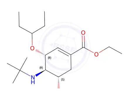 Chemical structure of (3R,4R,5S)-ethyl 4-(tert-butylamino)-5-hydroxy-3-(pentan-3-yloxy)cyclohex-1-enecarboxylate