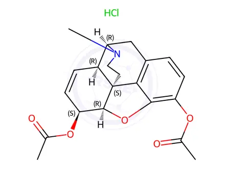 Chemical structure of Diamorphine Hydrochloride CI(Secondary Standards traceble to USP)