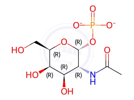 Chemical structure of N-acetyl-alpha-D-galactosamine 1-phosphate, sodium salt