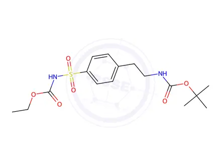 Chemical structure of Ethyl 4-(2-N-Boc-2-aminoethyl)benzenesulfonamide Carbamate
