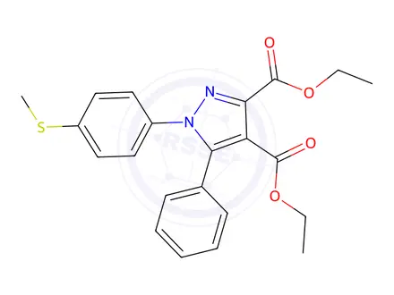 Chemical structure of Diethyl 1-(4-(methylthio)phenyl)-5-phenyl-1H-pyrazole-3,4-dicarboxylate