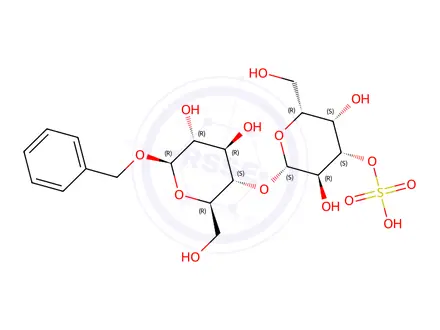Chemical structure of Β-D-glucopyranoside, phenylmethyl 4-O-(3-O-sulfo-β-D-galactopyranosyl)-