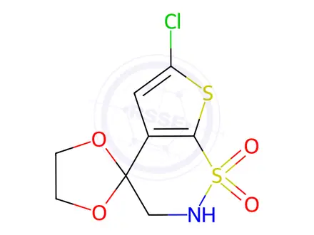 Chemical structure of 6'-Chloro-2',3'-dihydro-spiro[1,3-dioxolane-2,4'-[4H]thieno[3,2-e][1,2]thiazine] 1',1'-Dioxide