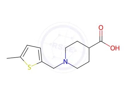 Chemical structure of 1-((5-Methylthiophen-2-yl)methyl)piperidine-4-carboxylic acid