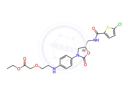 Chemical structure of Acetic acid, 2-[2-[[4-[(5S)-5-[[[(5-chloro-2-thienyl)carbonyl]amino]methyl]-2-oxo-3-oxazolidinyl]phenyl]amino]ethoxy]-, ethyl ester