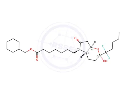 Chemical structure of cyclohexylmethyl 7-((2R,4aR,5R,7aR)-2-(1,1-difluoropentyl)-2-hydroxy-6-oxooctahydrocyclopenta[b]pyran-5-yl)heptanoate