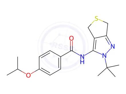 Chemical structure of N-(2-(tert-Butyl)-2,6-dihydro-4H-thieno[3,4-c]pyrazol-3-yl)-4-isopropoxybenzamide