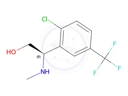 Chemical structure of (R)-2-(2-chloro-5-(trifluoromethyl)phenyl)-2-(methylamino)ethan-1-ol