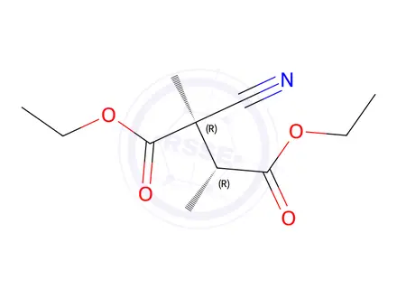 Chemical structure of Butanedioic acid, 2-cyano-2,3-dimethyl-, diethyl ester, (R*,R*)-(9CI)
