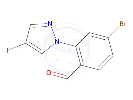 Chemical structure of 4-Bromo-2-(4-iodo-1h-pyrazol-1-yl)benzaldehyde