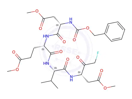 Chemical structure of Z-Asp(OMe)-Glu(OMe)-Val-DL-Asp(OMe)-fluoromethylketone