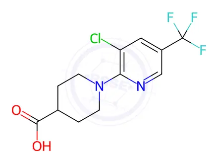 Chemical structure of 1-[3-Chloro-5-(trifluoromethyl)-2-pyridinyl]-4-piperidinecarboxylic acid