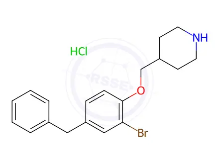 Chemical structure of 4-[(4-Benzyl-2-bromophenoxy)methyl]piperidine hydrochloride