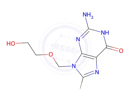 Chemical structure of 2-Amino-8-bromo-9-((2-hydroxyethoxy)methyl)-1H-purin-6(9H)-one