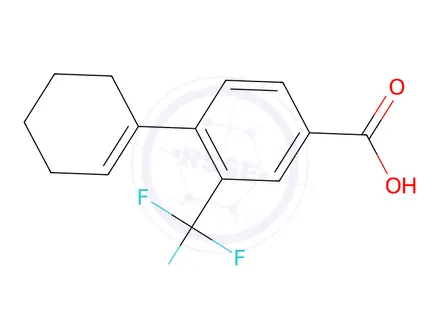 Chemical structure of 2-(trifluoromethyl)-2',3',4',5'-tetrahydro-[1,1'-biphenyl]-4-carboxylic acid
