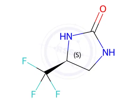 Chemical structure of (+) ~4-(S)-trifluoromethylimidazolidin-2-one
