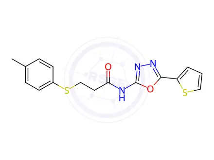 Chemical structure of N-(5-(Thiophen-2-yl)-1,3,4-oxadiazol-2-yl)-3-(p-tolylthio)propanamide