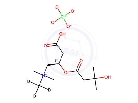 Chemical structure of L-CARNITINE: CLO4 3-HYDROXYISOVALERYL