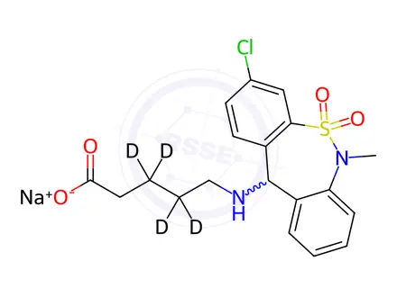 Chemical structure of Tianeptine Metabolite MC5-d4 Sodium Salt