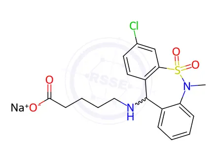 Chemical structure of Tianeptine MC5 (pentanoic acid Metabolite)